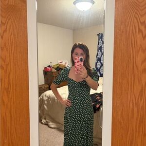 Reformation green floral print dress